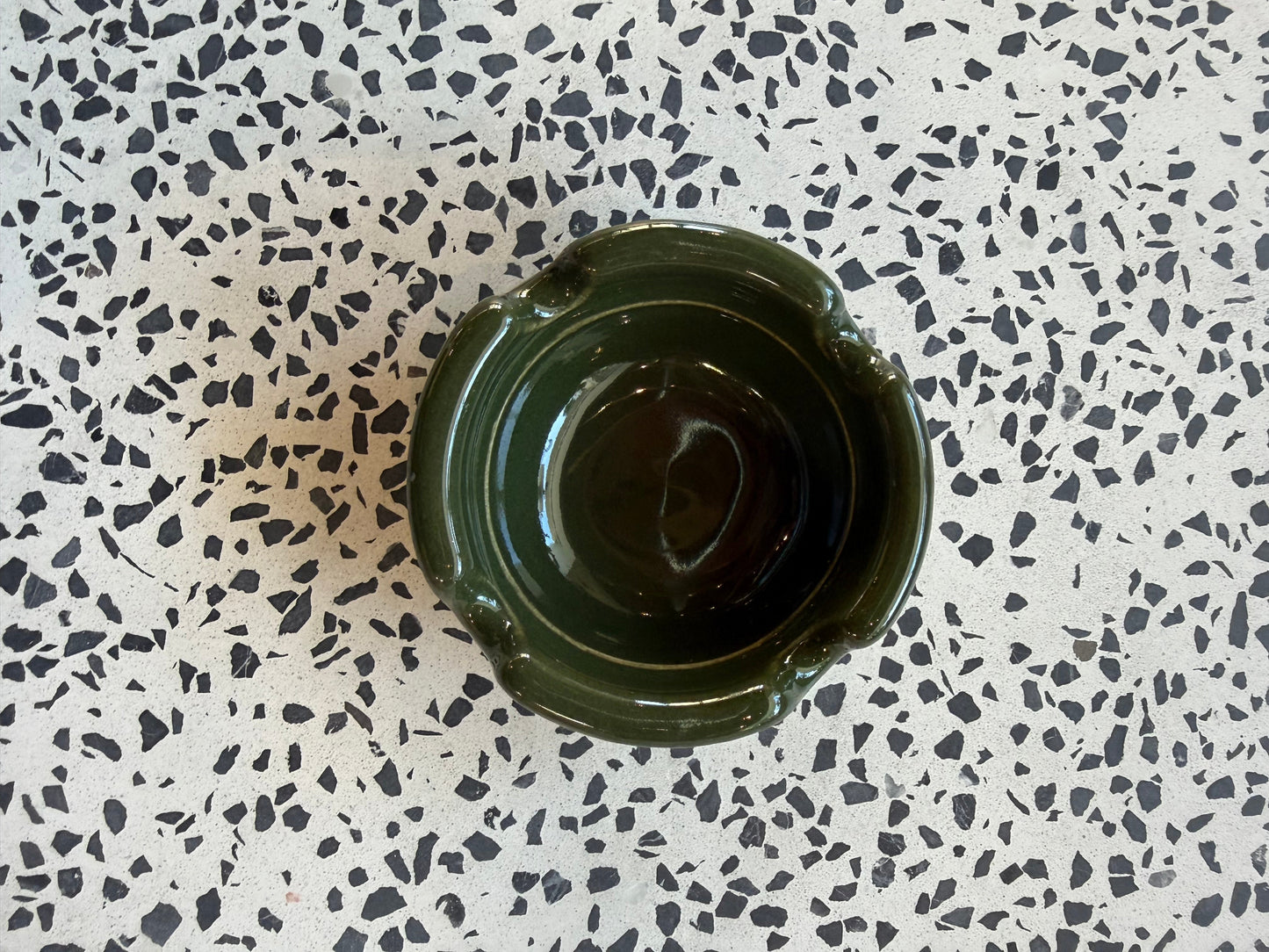 DEEP BLACK Retro Ceramic Ashtray in color Monstera