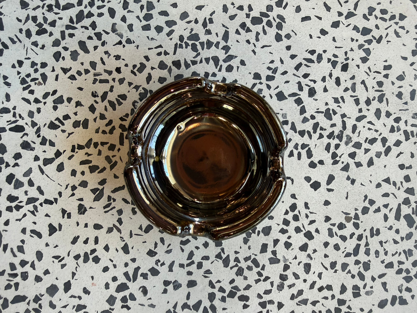 DEEP BLACK Retro Ceramic Ashtray in color House of Renaissance