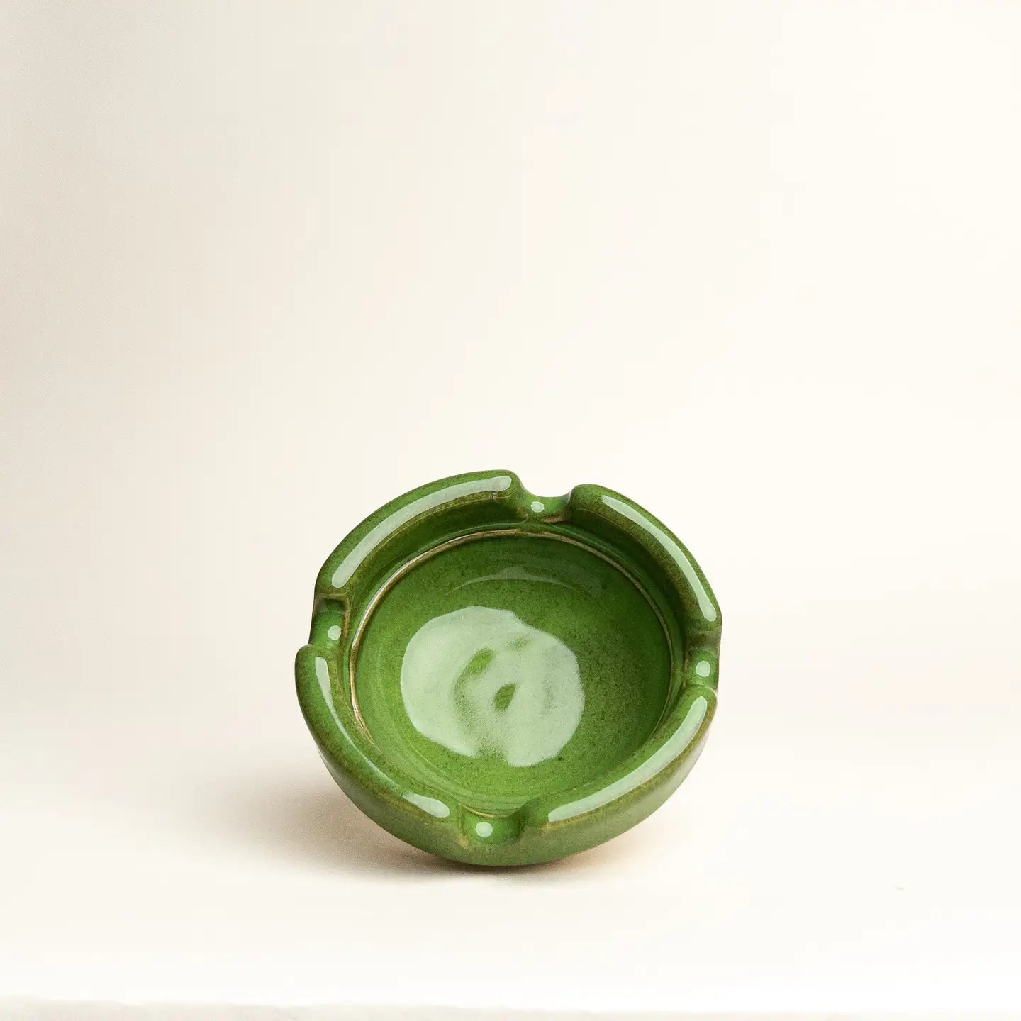 DEEP BLACK Retro Ceramic Ashtray in color Monstera